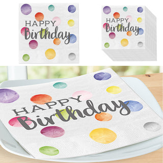 Servietten "Happy Birthday" 60er Set 3lagig Papierserviette Motivserviette stoffähnlich Tuch