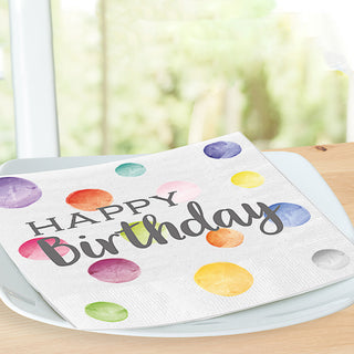Servietten "Happy Birthday" 60er Set 3lagig Papierserviette Motivserviette stoffähnlich Tuch