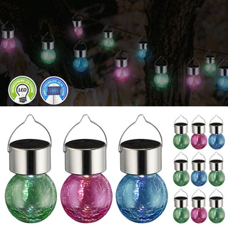 4/12/24x LED Solarleuchte Crackle pink blau hellgrün 9x13cm Glas Edelstahl Plastik Leuchtkugel