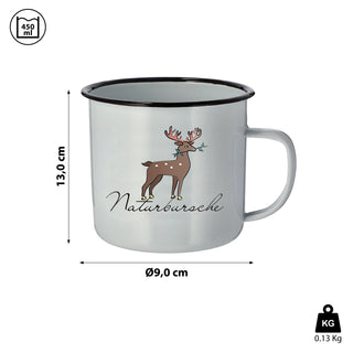 Kaffeebecher "Kaffeetante" 13x9x9cm Emaille Eisen Metall Becher Tasse 450 ml Teetasse Henkelbecher