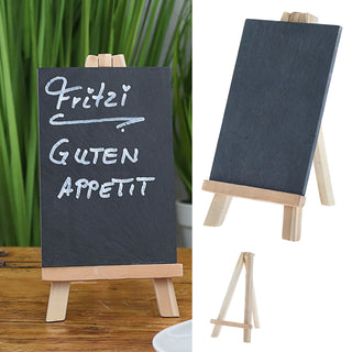Schiefertafel mit Ständer 2er Set 21x20x2,2cm Schiefer Kiefernholz Holztafel Memotafel Kreidetafel Schreibtafel