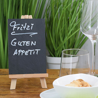 Schiefertafel mit Ständer 2er Set 21x20x2,2cm Schiefer Kiefernholz Holztafel Memotafel Kreidetafel Schreibtafel