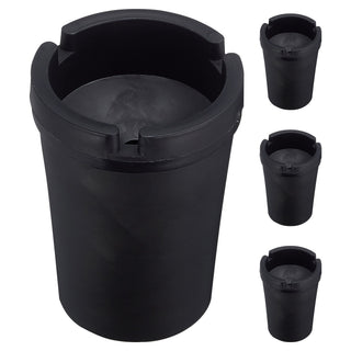 Reiseaschenbecher 4er Set schwarz 8x11x8cm Kunststoff Deckel abnehmbar Tischaschenbecher Ascher