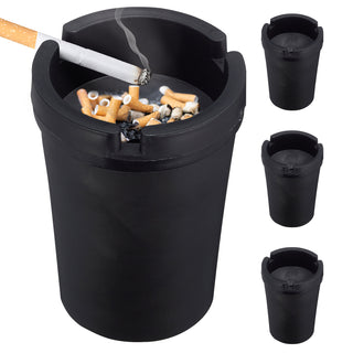 Reiseaschenbecher 4er Set schwarz 8x11x8cm Kunststoff Deckel abnehmbar Tischaschenbecher Ascher