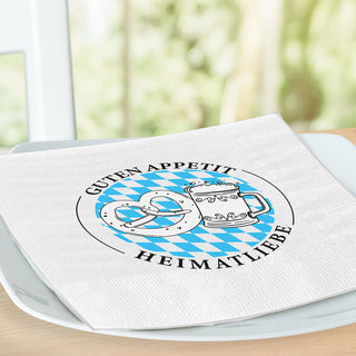 Servietten Heimatliebe Bier und Brezel 80er Set 33x33cm Papierserviette stoffähnlich Tuch Partyzubehör