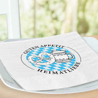 Servietten Heimatliebe Bier und Brezel 80er Set 33x33cm Papierserviette stoffähnlich Tuch Partyzubehör