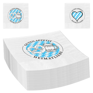 Servietten Heimatliebe Bier und Brezel 80er Set 33x33cm Papierserviette stoffähnlich Tuch Partyzubehör