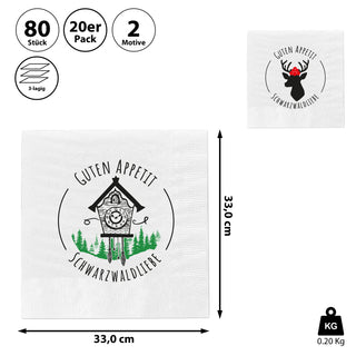 Servietten Heimatliebe Bier und Brezel 80er Set 33x33cm Papierserviette stoffähnlich Tuch Partyzubehör