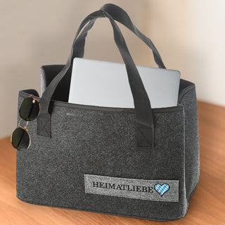 Filztasche Heimatliebe hell-/dunkelgrau 38x26x26,5cm Shopper Henkeltasche Tasche Aufbewahrung