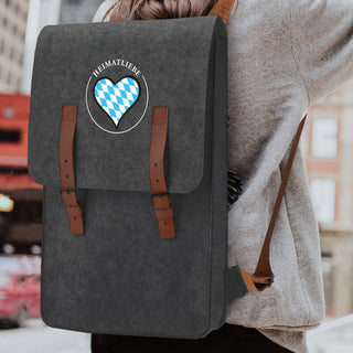 Rucksack aus Filz "Heimatliebe" hell-/dunkelgrau Gurt Riemen 27,5x37x10cm Stickerei Tasche Beutel Aufbewahrung