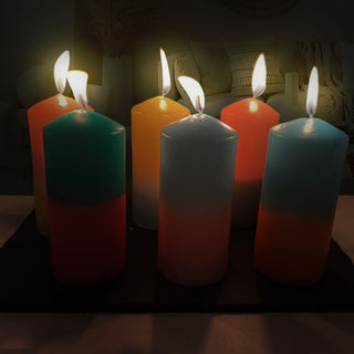 Stumpenkerze Colorful 6er Set Kerze farbig bunt Ø6x12cm Paraffin Dekokerze Farbverlauf Blockkerze