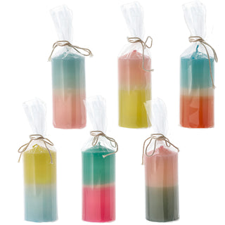 Stumpenkerze Colorful 6er Set Kerze farbig bunt Ø6x12cm Paraffin Dekokerze Farbverlauf Blockkerze