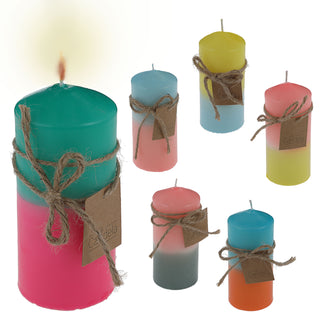 Stumpenkerze Colorful 6er Set Kerze farbig bunt Ø6x12cm Paraffin Dekokerze Farbverlauf Blockkerze