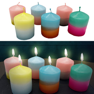 Stumpenkerze Colorful 6er Set Kerze farbig bunt Ø6x8cm Paraffin Dekokerze Farbverlauf Blockkerze