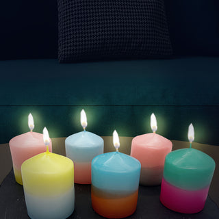 Stumpenkerze Colorful 6er Set Kerze farbig bunt Ø6x8cm Paraffin Dekokerze Farbverlauf Blockkerze
