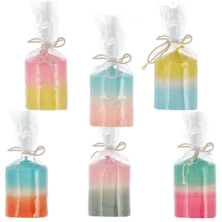 Stumpenkerze Colorful 6er Set Kerze farbig bunt Ø6x8cm Paraffin Dekokerze Farbverlauf Blockkerze