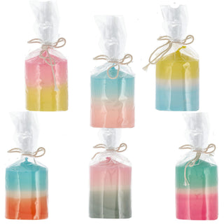 Stumpenkerze Colorful 6er Set Kerze farbig bunt Ø6x8cm Paraffin Dekokerze Farbverlauf Blockkerze