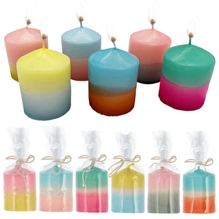 Stumpenkerze Colorful 6er Set Kerze farbig bunt Ø6x8cm Paraffin Dekokerze Farbverlauf Blockkerze