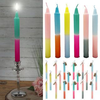 Stabkerze Colorful 24er Set 19x2 cm 6 Farben à 4 pro Box Paraffin Dekokerze Farbverlauf Kerze