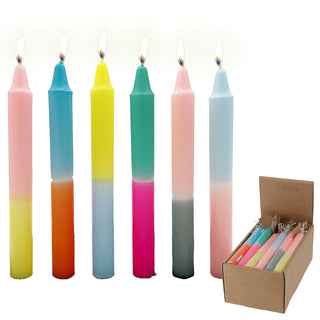 Stabkerze Colorful 24er Set 19x2 cm 6 Farben à 4 pro Box Paraffin Dekokerze Farbverlauf Kerze