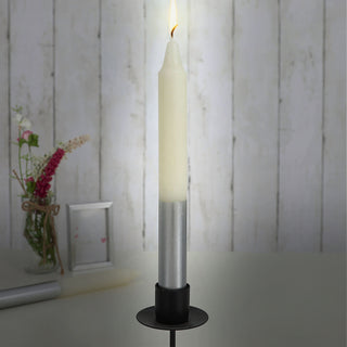 Stabkerze 12er Set 6x weiß mit silber 6x Anthrazit mit silber 2x19cm Paraffin Dekokerze Farbverlauf Kerze