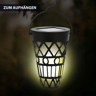 Solar Gartenstecker 3in1 4er Set H37cm schwarz Kunststoff Gartenstecker Wegeleuchte Beleuchtung Gartenbeleuchtung