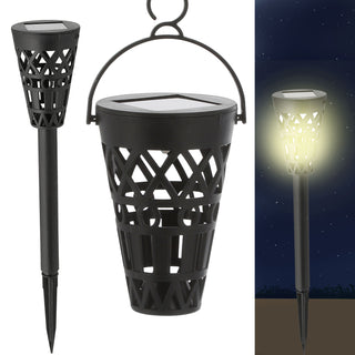 Solar Gartenstecker 3in1 4er Set H37cm schwarz Kunststoff Gartenstecker Wegeleuchte Beleuchtung Gartenbeleuchtung