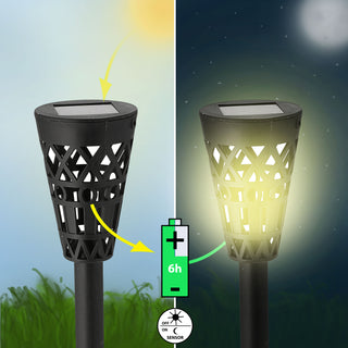 Solar Gartenstecker 3in1 4er Set H37cm schwarz Kunststoff Gartenstecker Wegeleuchte Beleuchtung Gartenbeleuchtung