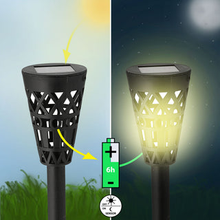 Solar Gartenstecker 3in1 4er Set H37cm schwarz Kunststoff Gartenstecker Wegeleuchte Beleuchtung Gartenbeleuchtung