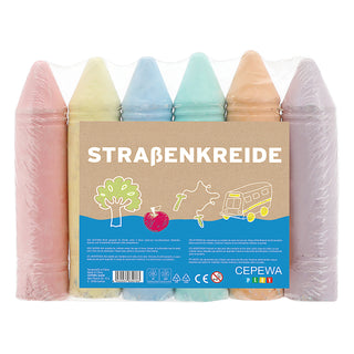 6/24x XL Straßenkreide Set H18cm rot gelb blau grün orange lila geschrinkt Malkreide Kreidestangen
