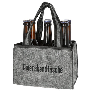 Flaschenträger 'Feierabendtasche' 22,5x15x14cm Filz Stickerei für 6 Flaschen Flaschentasche Männerhandtasche
