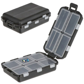 Pillenbox 10 Fächer schwarz Kunststoff 10x3x6,5cm Tablettenbox zum Aufklappen Pillendose Tablettendose Medikamentenportionierer