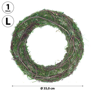 Türhänger Kranz Moos  Ø35x7cm Plastik Weinrebe Metall grün naturfarben Türkranz Dekohänger Osterdekoration
