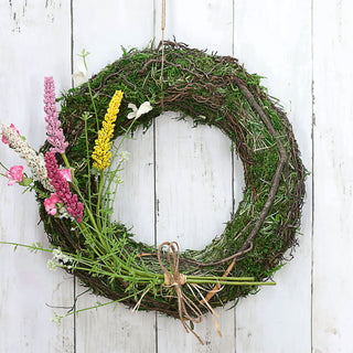 Türhänger Kranz Moos  Ø35x7cm Plastik Weinrebe Metall grün naturfarben Türkranz Dekohänger Osterdekoration