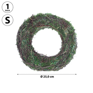 Türhänger Kranz Moos Ø25x6cm Plastik Weinrebe Metall grün naturfarben Türkranz Dekohänger Osterdekoration