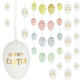 Ostereier mit Aufhänger 32er Set 4x6cm bunt Kunststoff Eier Dekoeier Kunststoffeier Ostern Osterdekoration Frühlingsdeko