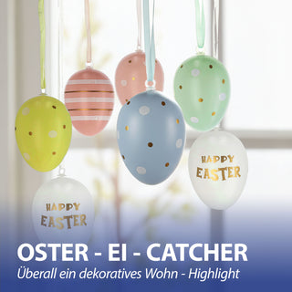 Ostereier mit Aufhänger 32er Set 4x6cm bunt Kunststoff Eier Dekoeier Kunststoffeier Ostern Osterdekoration Frühlingsdeko