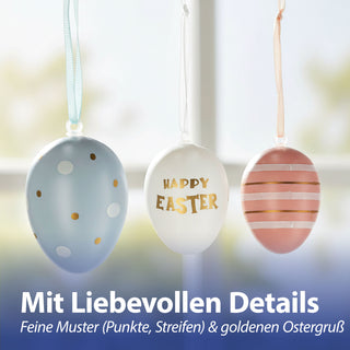 Ostereier mit Aufhänger 32er Set 4x6cm bunt Kunststoff Eier Dekoeier Kunststoffeier Ostern Osterdekoration Frühlingsdeko