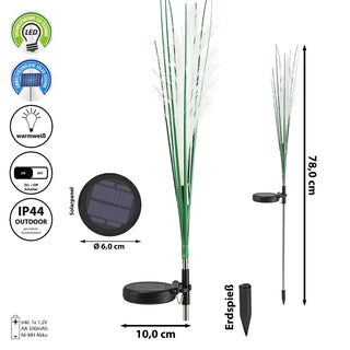 LED Solar Gartenstecker Pampasgras 10x72x6cm warmweiß Edelstahl Kunststoff On-/Off-Schalter Solarleuchte