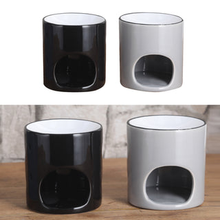 Duftlampe 2er Set Dolomit H9,5cm schwarz grau Aromalampe Raumduft Teelicht