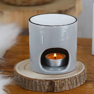 Duftlampe 2er Set Dolomit H9,5cm schwarz grau Aromalampe Raumduft Teelicht