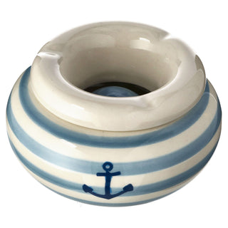 Sturmaschenbecher 2er Set Maritim Ø 11,0cm Dolomit blau weiß Aschenbecher Windaschenbecher