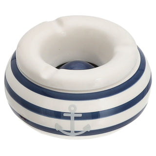 Sturmaschenbecher 2er Set Maritim Ø 11,0cm Dolomit blau weiß Aschenbecher Windaschenbecher