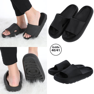 Wolken Slipper weiß/grau/schwarz Größenwahl EVA Kunststoff antibakteriell Wolkenschuhe Hausschuhe Laufkomfort flexible Sohle gelenkschonend