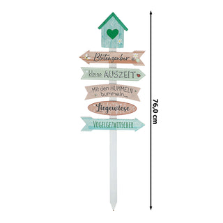 Gartenschild Wegweiser Schild Holzschild 76cm Gartendeko grün rosa verschiedene Schriften Vogelhaus