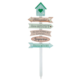 Gartenschild Wegweiser Schild Holzschild 76cm Gartendeko grün rosa verschiedene Schriften Vogelhaus