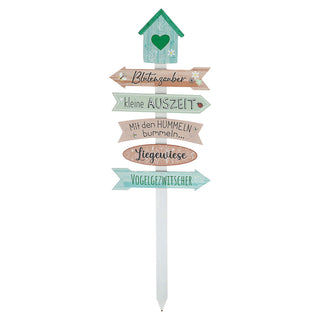 Gartenschild Wegweiser Schild Holzschild 76cm Gartendeko grün rosa verschiedene Schriften Vogelhaus