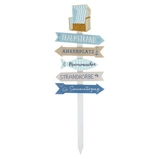 Strandschild Wegweiser Strand Schild Holzschild 76cm Gartendeko naturfarben blau verschiedene Schriften