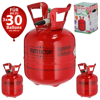 Helium Ballongas 3er Set für ca. 90 Ballons Luftballons Heliumflasche Folienballons Luftballons Party Hochzeit