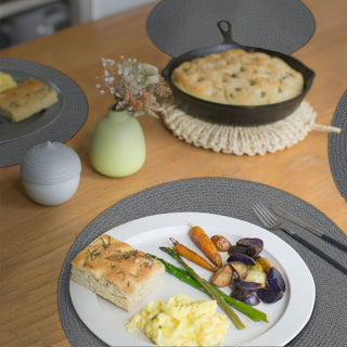 Tischset rund Flechtmuster 12er Set weiß/silber/grau/schwarz Ø38cm Polypropylen Ø38cm Tischset Platzmatte Spiraloptik abwaschbar